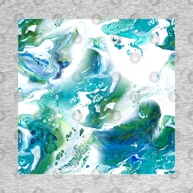 Blue, green, turquoise and white fluid Painting Pattern by nobelbunt